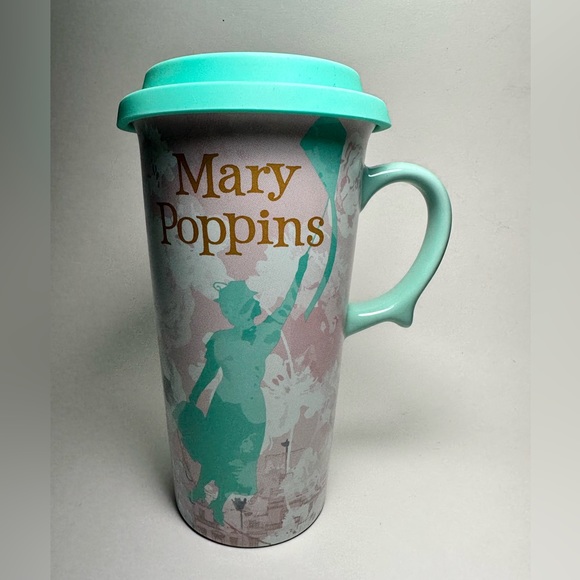 Disney Mary Poppins Ceramic 16oz Travel Mug NWT Practically Perfect with Lid - Picture 3 of 4